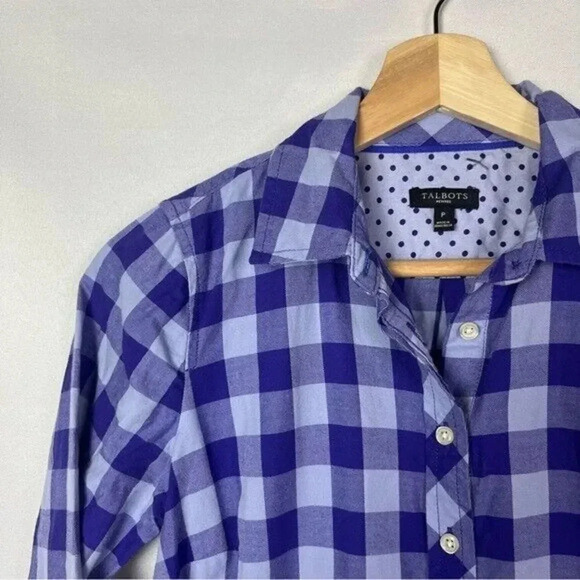 Talbots Purple & Blue Plaid Long Sleeve Button Down S - Picture 3 of 3